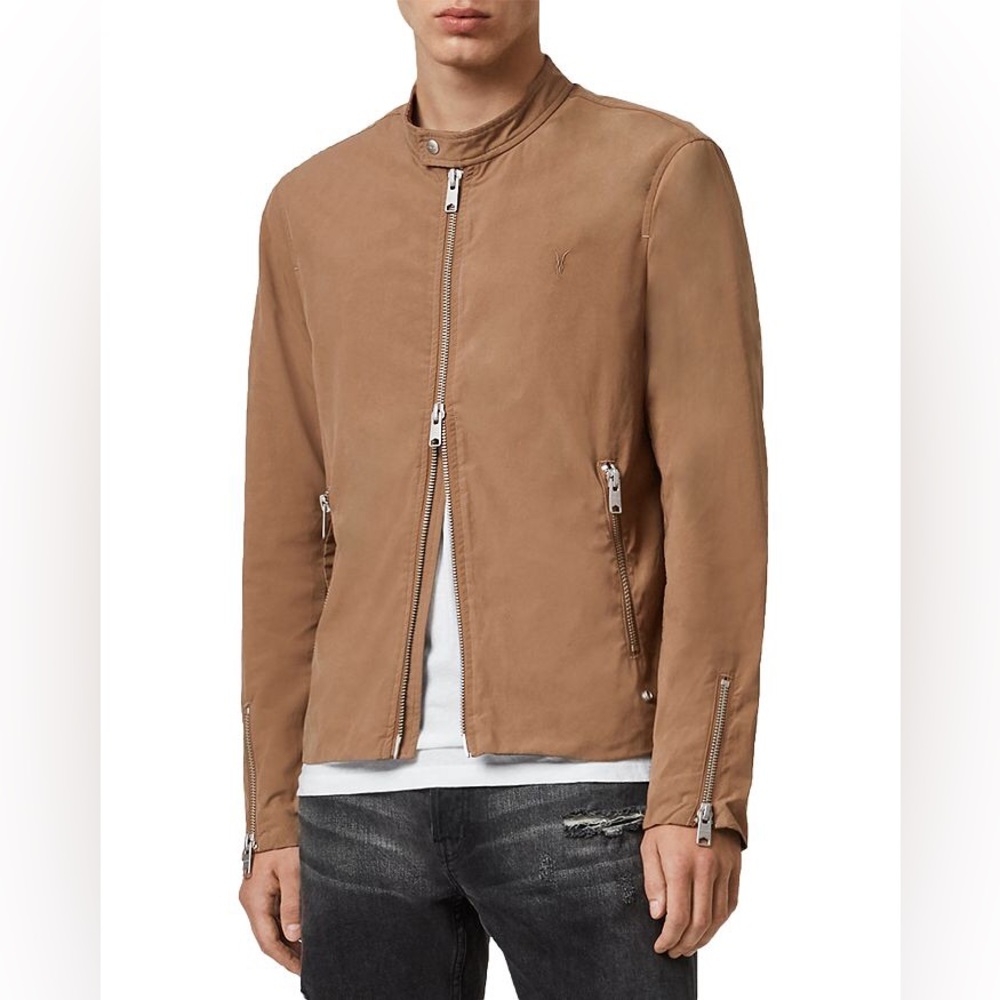 AllSaints Atik Cotton Blend Jacket in Sand Size Small. - Picture 11 of 14
